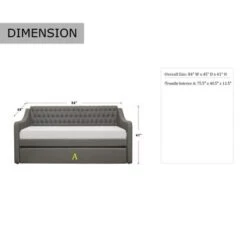 Dover Upholstered Daybed With Trundle - Dark Grey - Twin -Furniture Kids Store e1a3f243 34f7 40dc b6d8 51dfac6c70a0