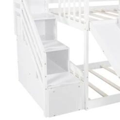 Merax Wood Twin Over Twin Bunk Bed With 2-Drawers And Slide - Grey -Furniture Kids Store e1be7bfd 9207 4115 b5d8 f3739ffd82b9