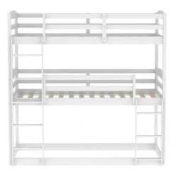 Merax Wood Twin Over Twin Over Twin Triple Bunk Bed - White -Furniture Kids Store e3a81336 8604 4627 a766 7fb709cdbdbb