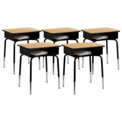 5 Pack Student Desks With Open Front Metal Book Boxes - School Desk - 24"W X 18"D X 22.25" - 31.25"H - Natural -Furniture Kids Store e417e9d1 24f7 4d8d 85ee 44ff67a4abd3