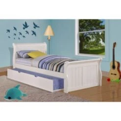 Donco Kids White Sleigh Bed With Trundle - Twin With Twin Trundle