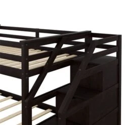Merax Twin Over Twin Stair Bunk Bed With Storage Ladder And Trundle - Espresso -Furniture Kids Store e887f802 829c 44b8 ab60 ec347e83e325
