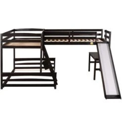 Merax L-shaped Twin Over Full Bunk Bed With Twin Size Loft Bed, Desk, Slide - Espresso 26 Merax L-shaped Twin Over Full Bunk Bed With Twin Size Loft Bed, Desk, Slide - Espresso -Furniture Kids Store ea2cf411 6f22 4c55 8b6b e0a2616885b7