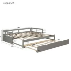 Extending Daybed With Trundle, Wooden Daybed With Trundle - Grey 25 Extending Daybed With Trundle, Wooden Daybed With Trundle - Grey -Furniture Kids Store ec6a41e8 27d8 4d34 a633 71d529c48c06