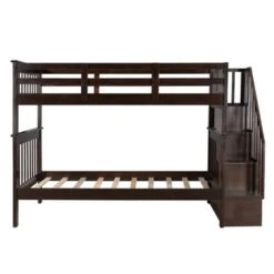 Stairway Twin-Over-Twin Bunk Bed With Storage And Guard Rail - Espresso -Furniture Kids Store ed2dd760 629a 4a58 87c4 5f12984872c1