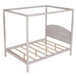 Nestfair Full Size Canopy Platform Bed With Headboard And Support Legs - Grey -Furniture Kids Store eee491c9 6abc 46f4 935f a4bd75632be7