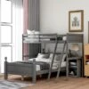 Twin Over Full Loft Bed With Cabinet - Grey 2 Twin Over Full Loft Bed With Cabinet - Grey -Furniture Kids Store efa9addf da37 478b a621 f03fb03eab73