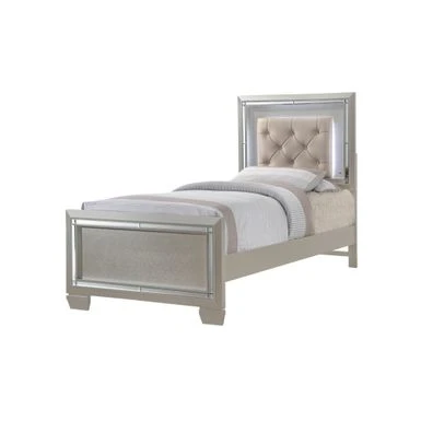 Silver Orchid Odette Glamour Youth Twin Platform 4-piece Bedroom Set - Champagne - Twin 6 Silver Orchid Odette Glamour Youth Twin Platform 4-piece Bedroom Set - Champagne - Twin - Image 4