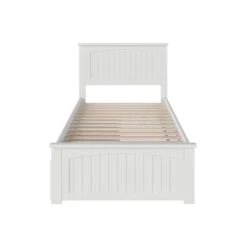 Nantucket Twin Platform Bed With Matching Foot Board With 2 Urban Bed Drawers In White - White - Twin -Furniture Kids Store f367ef5f 4f2f 4839 ad12 b5950113d7b7