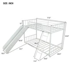 Metal Bunk Bed With Slide, Twin Over Twin, White - White - Twin -Furniture Kids Store f38ed04c d60d 42a7 9064 88d30e2c1e2d