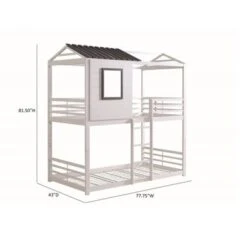 Coaster Furniture Belton White House-themed Twin Over Twin Bunk Bed - White - Twin -Furniture Kids Store f5682127 27e1 4ba8 a5a6 9e7ac2946a69