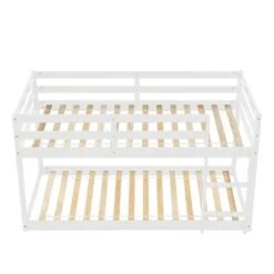 Twin Over Twin, Floor Bunk Bed - White. -Furniture Kids Store f8d20ea9 721f 44d3 8f97 c05bed3bde01