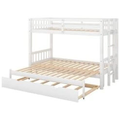 Nestfair Twin Over Full Pull-out Bunk Bed With Trundle - White -Furniture Kids Store f945133c fddf 4fc1 bbf4 ff78e48c7a2a