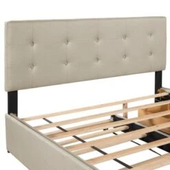 Nestfair Queen Size Upholstered Platform Bed With 2 Drawers And Twin XL Trundle - LIGHT GREY -Furniture Kids Store f9808814 26b6 4291 a028 e729b1b8f061