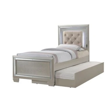 Silver Orchid Odette Glamour Youth Twin Platform W/ Trundle 3-piece Bedroom Set - Champagne - Twin 6 Silver Orchid Odette Glamour Youth Twin Platform W/ Trundle 3-piece Bedroom Set - Champagne - Twin - Image 4