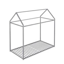 House Bed Frame Twin Size , Metal Platform Bed Floor Bed For Kids - Silver - Twin -Furniture Kids Store fdba4be9 c6e0 47ab 91fb d071d3d227e9