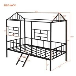 Nestfair Twin Size Metal House Bed Frame With Slatted Support - White -Furniture Kids Store ff571ffc 2c04 427d a814 4fb6850791f1